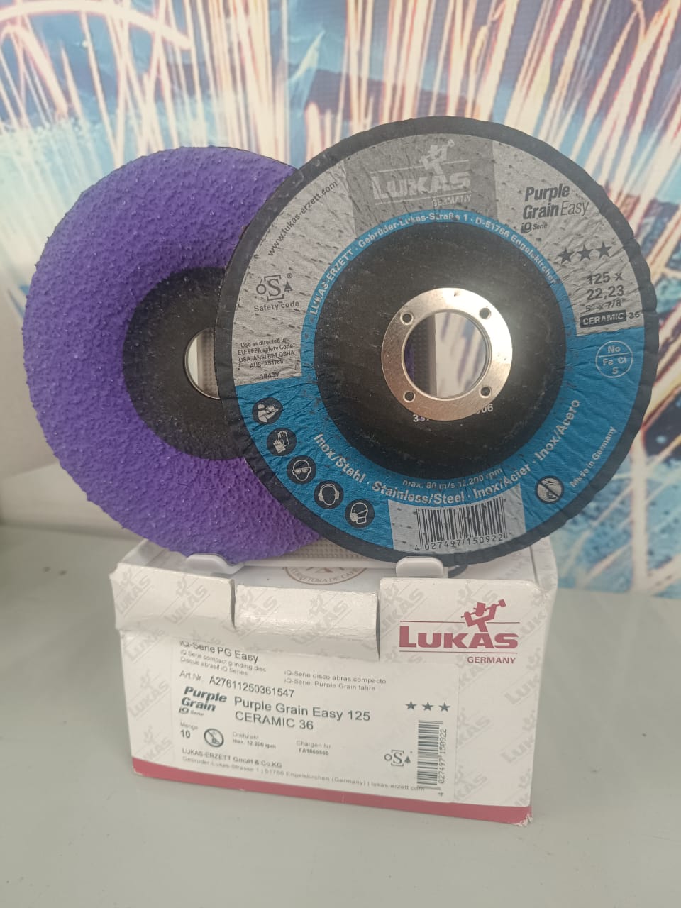 DISCO DESBASTE PG EASY PURPLE GRAIN 125 CERAMIC 36 LUKAS